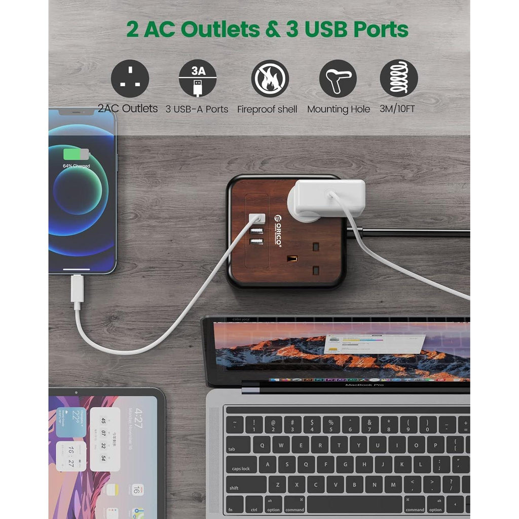 ORICO Power Strip With 3 Usb Port 3 Pin - 3 Meter