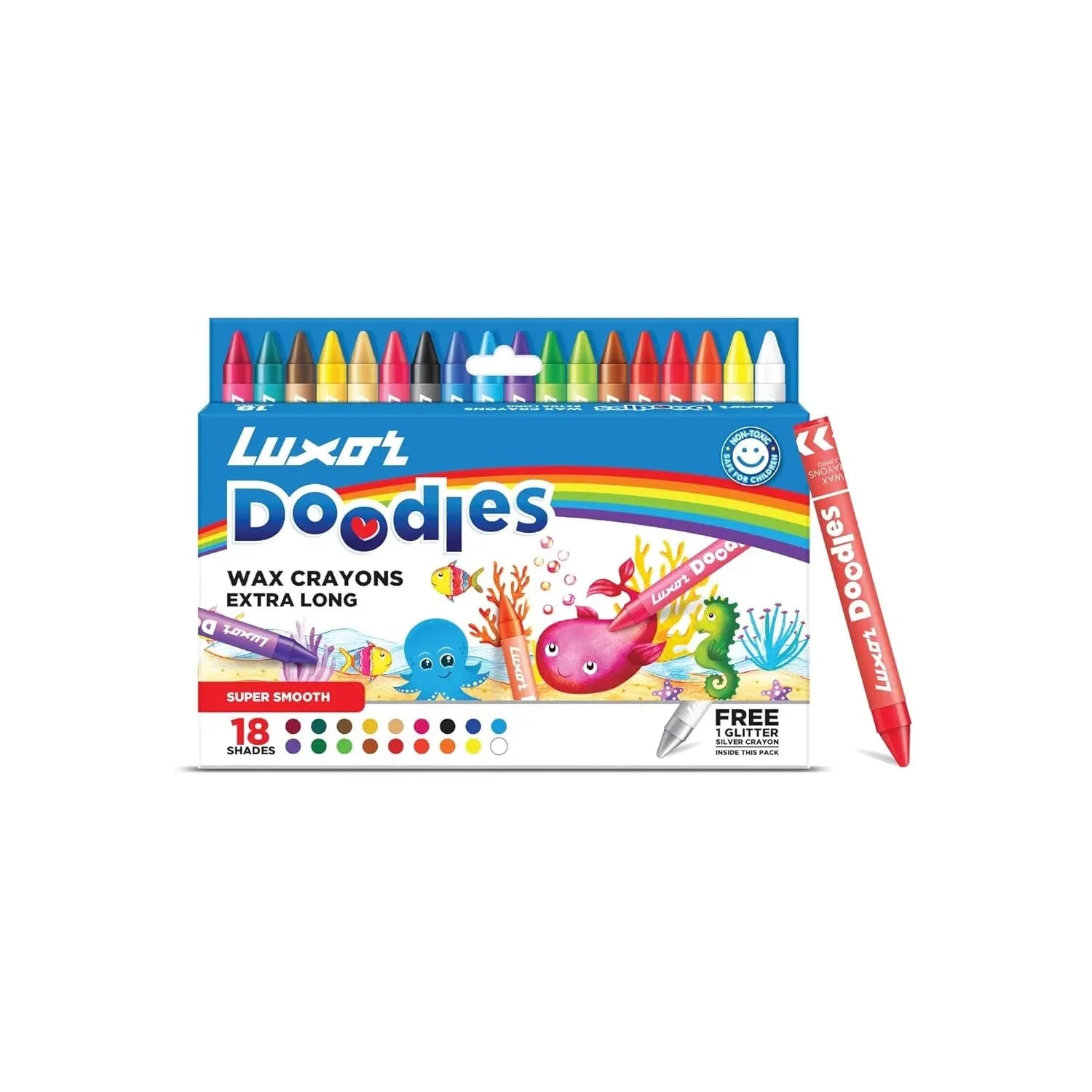 Luxor - Wax Crayons Extra Long 18 Assorted Shades Set Of 3