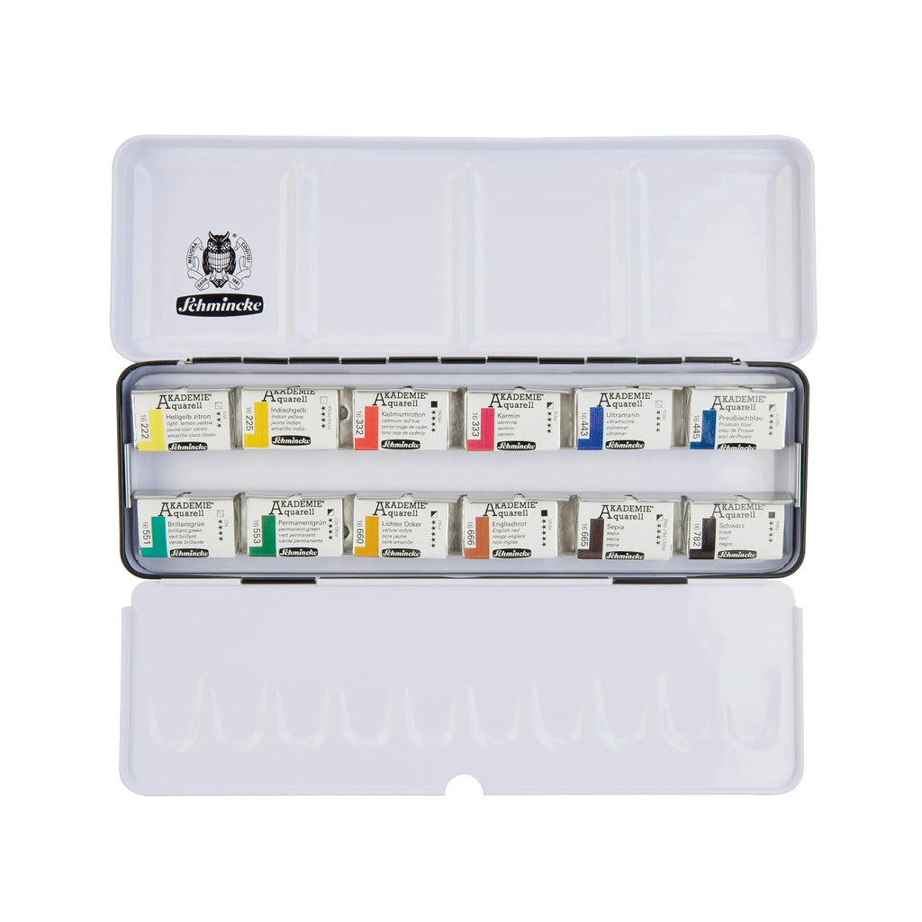 Schmincke - Akademie Aquarell Box, 12 × 1/1 Pans