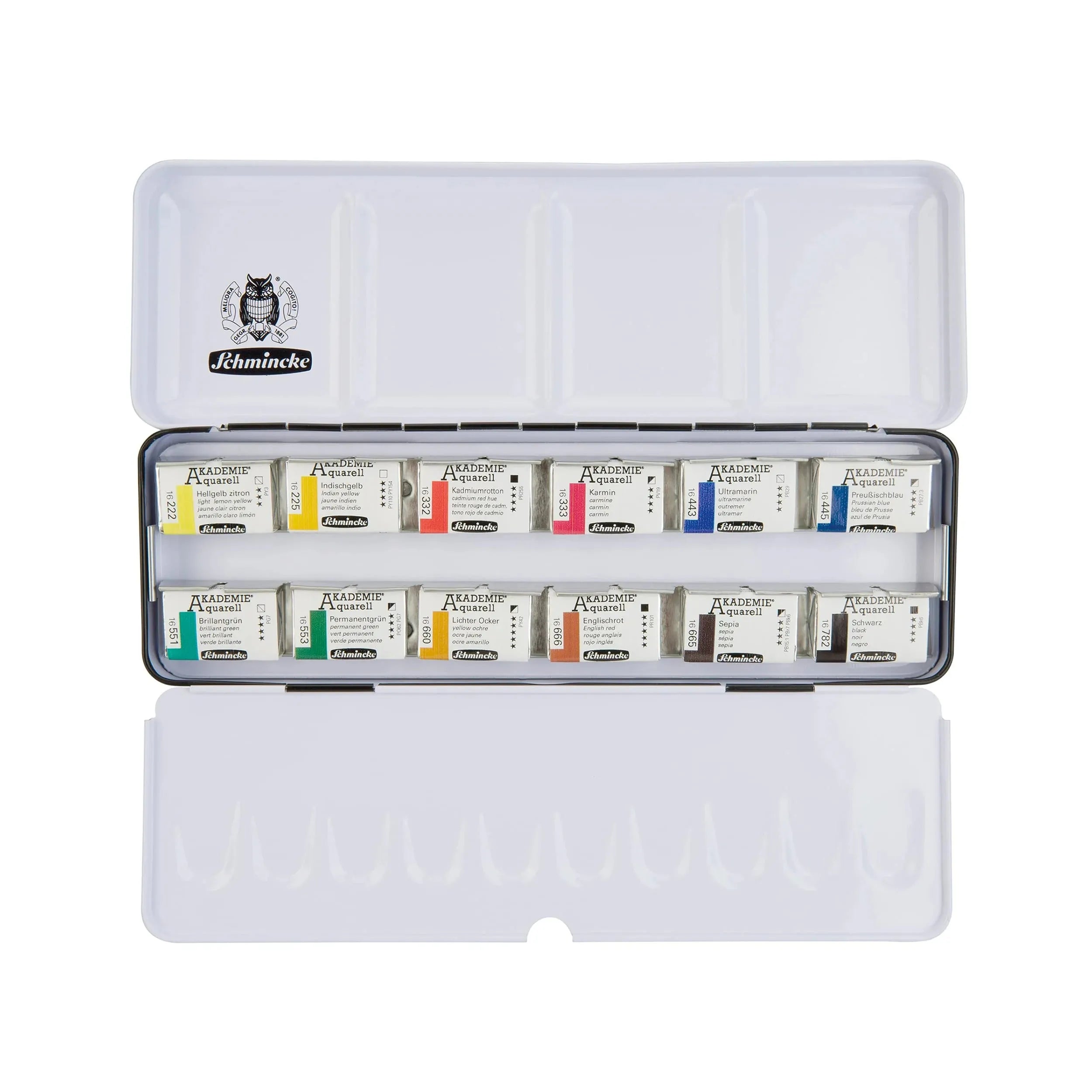 Schmincke - Akademie Aquarell Box, 12 × 1/1 Pans