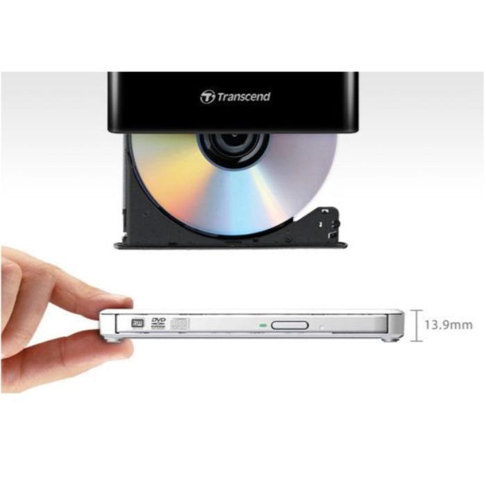 Transcend Slim Portable DVD Writer, USB Powered (White)