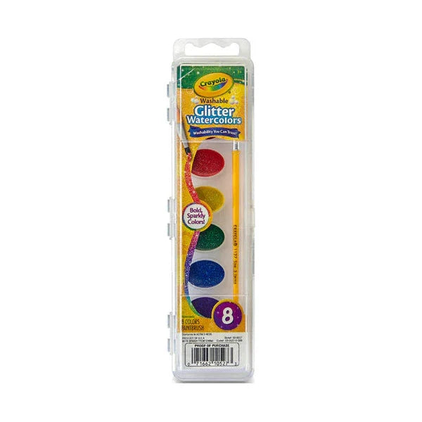 Crayola 8 CT WASHABLE WATERCOLOR PANS,GLITTER COLORS
