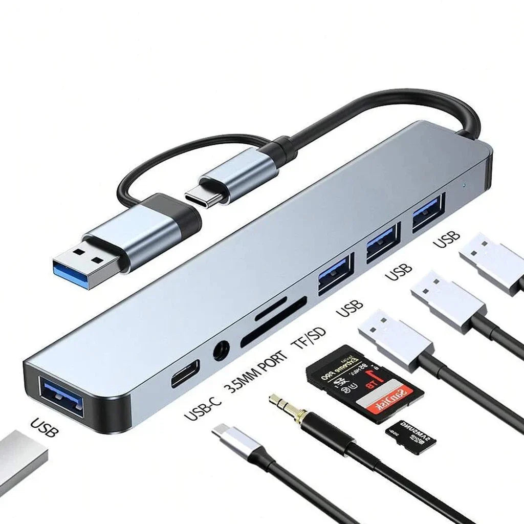 8-in-1 USB-C Hub: Expand Device Connectivity, Compatible with Various Devices