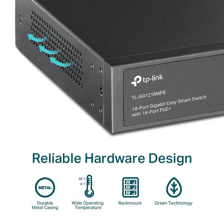TP-Link TL-SG1218MPE - 16-Ports / RJ-45 / PoE+ / SFP / Rack-Mountable - Switch