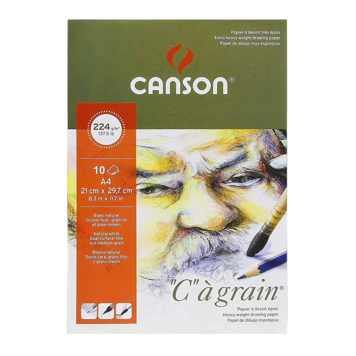 Canson, "C" A Grain, 30Sheet, A4 Size, White