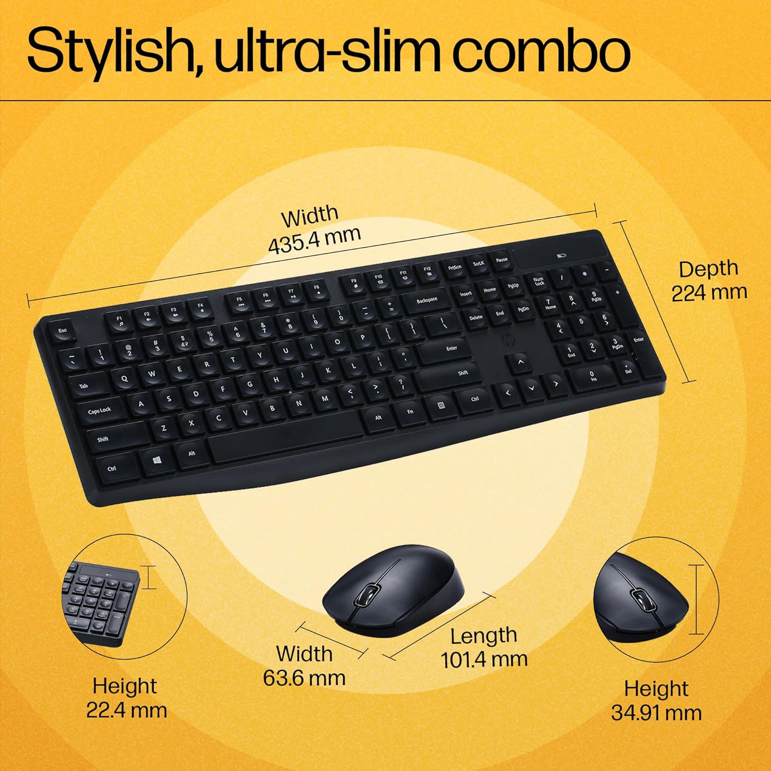 HP CS10 Wireless Keyboard and Mouse - Black