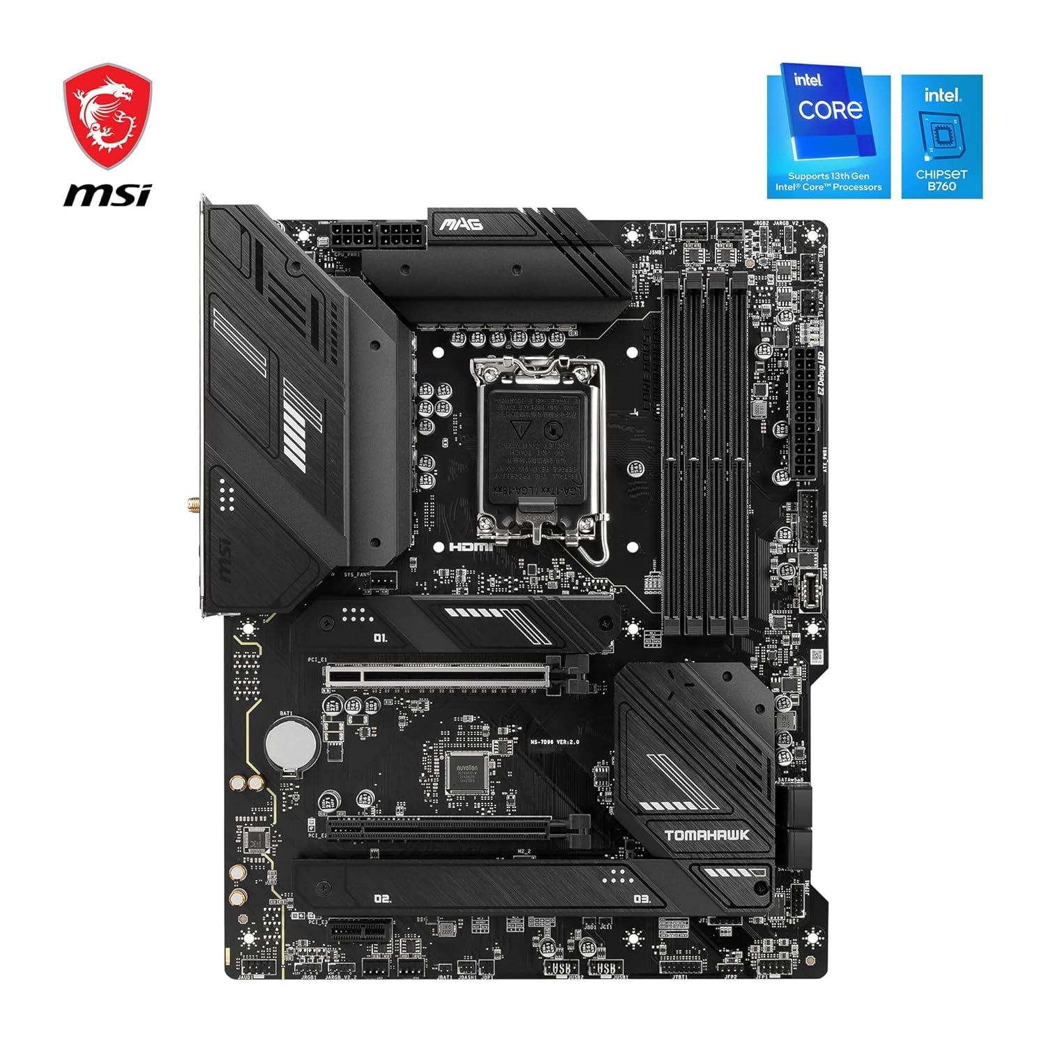 Msi Mag B760 Tomahawk Wifi Ddr4 Atx Motherboard - Black