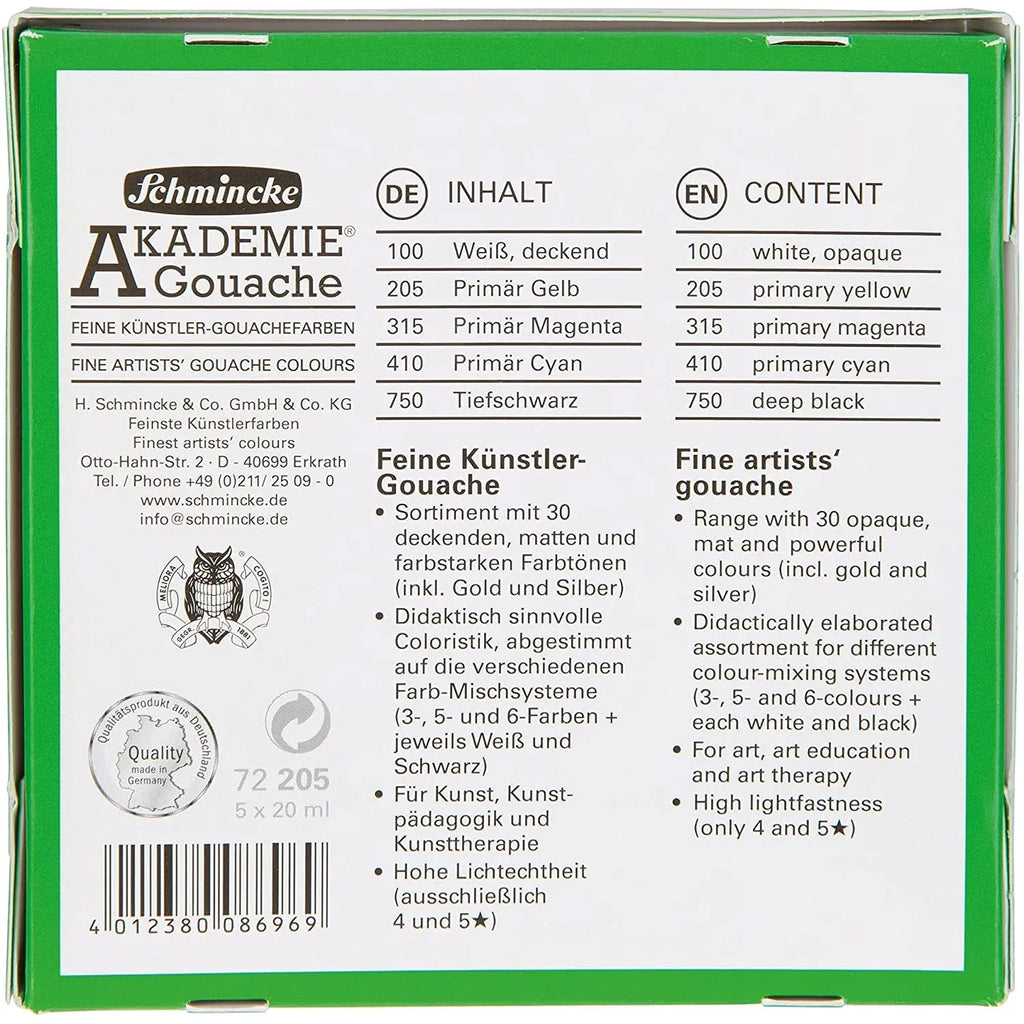 Schmincke Akademie Gouache (72205), 5 × 20ml