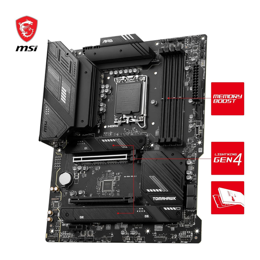 Msi Mag B760 Tomahawk Wifi Ddr4 Atx Motherboard - Black