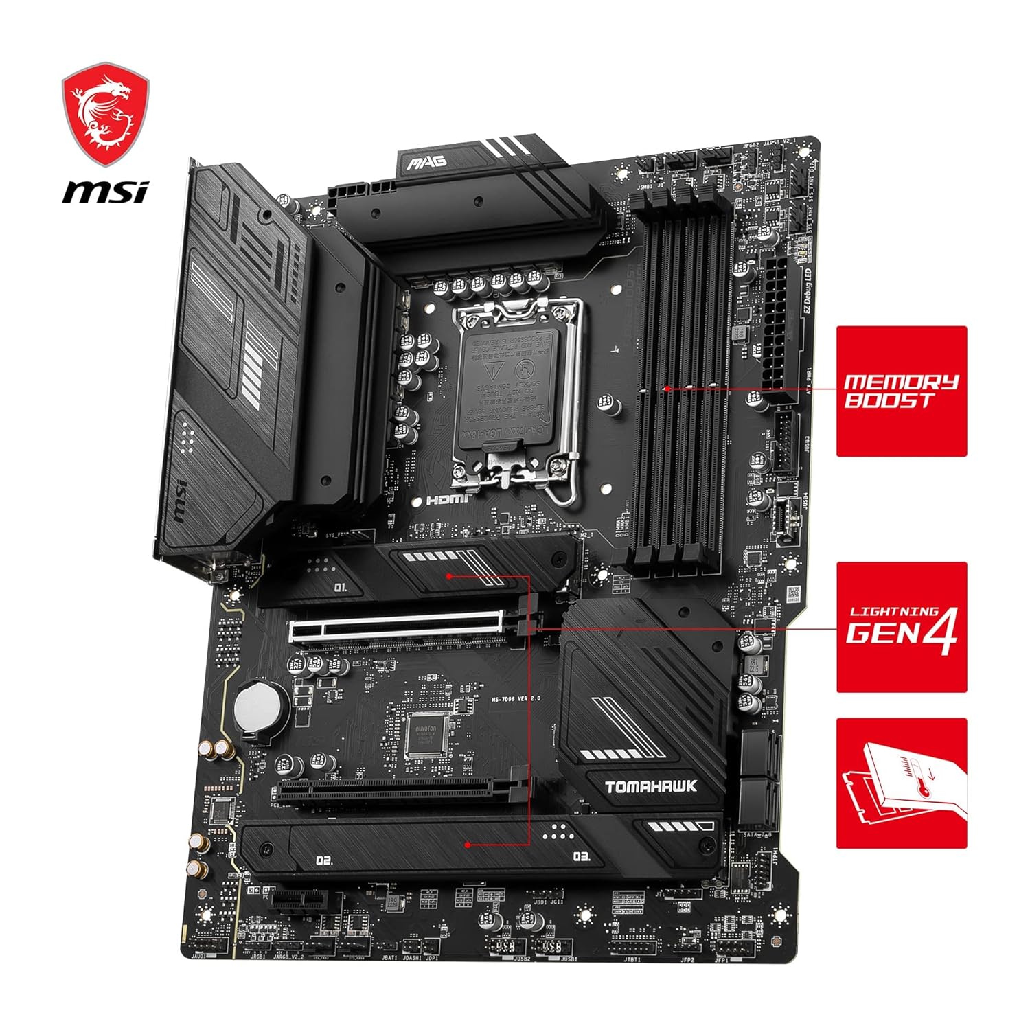 Msi Mag B760 Tomahawk Wifi Ddr4 Atx Motherboard - Black