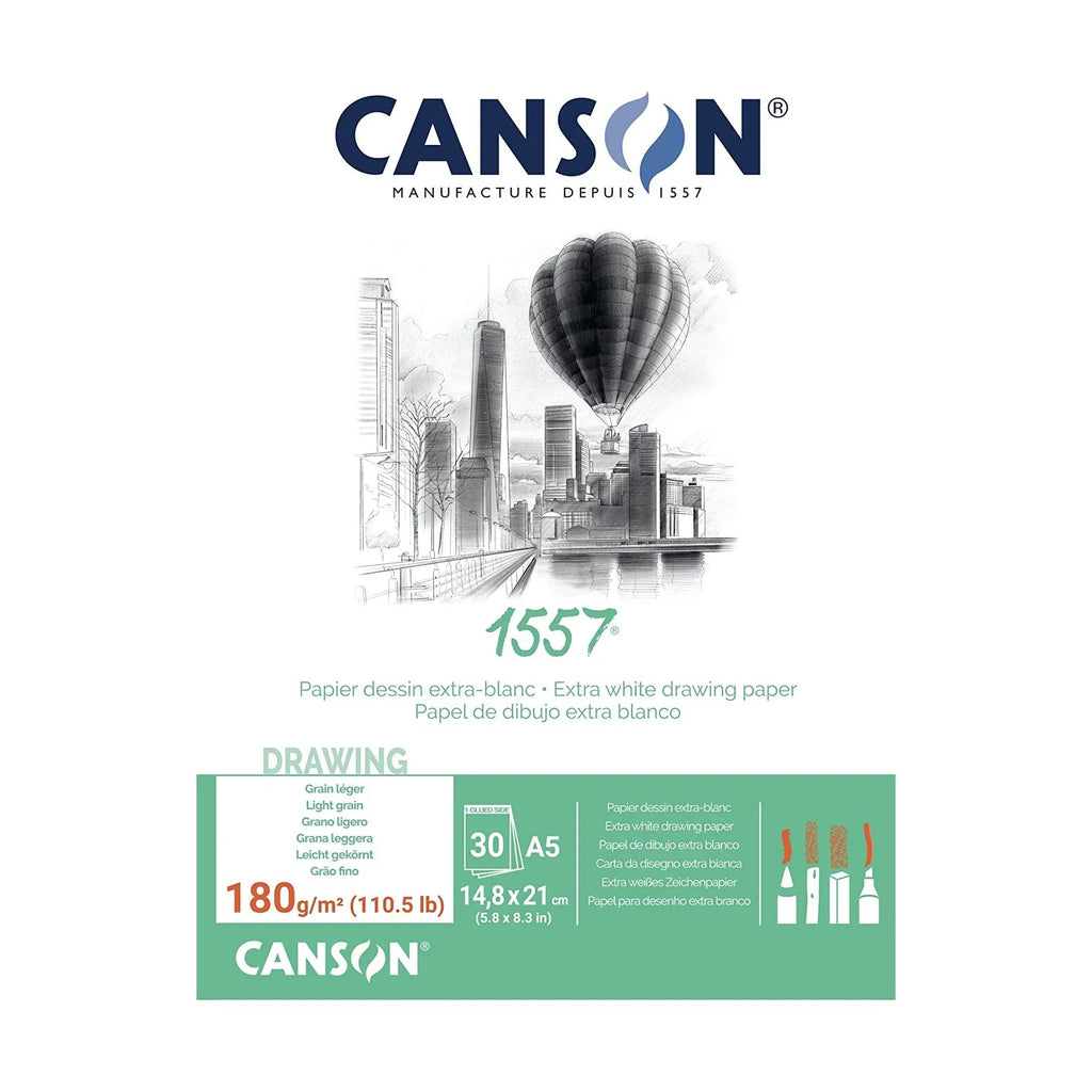 Canson 1557, 30 Sheet, A5, 180Gsm, White Fine Paper