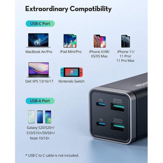 Ravpower Rp-Pc136 Pd Pioneer 65W 4-Port Wall Charger Uk Black Offline