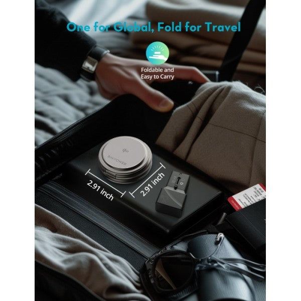 RAVPower Premium Foldable 3 in 1, 15W Wireless Charger - RP-WC1008