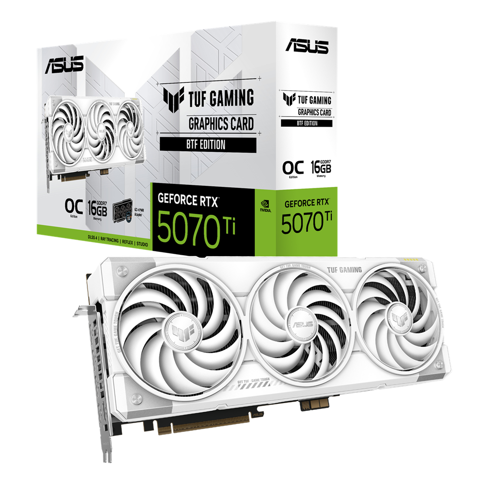 ASUS TUF Gaming Nvidia GeForce RTX 5070 TI OC 16GB BTF Graphics Card - White