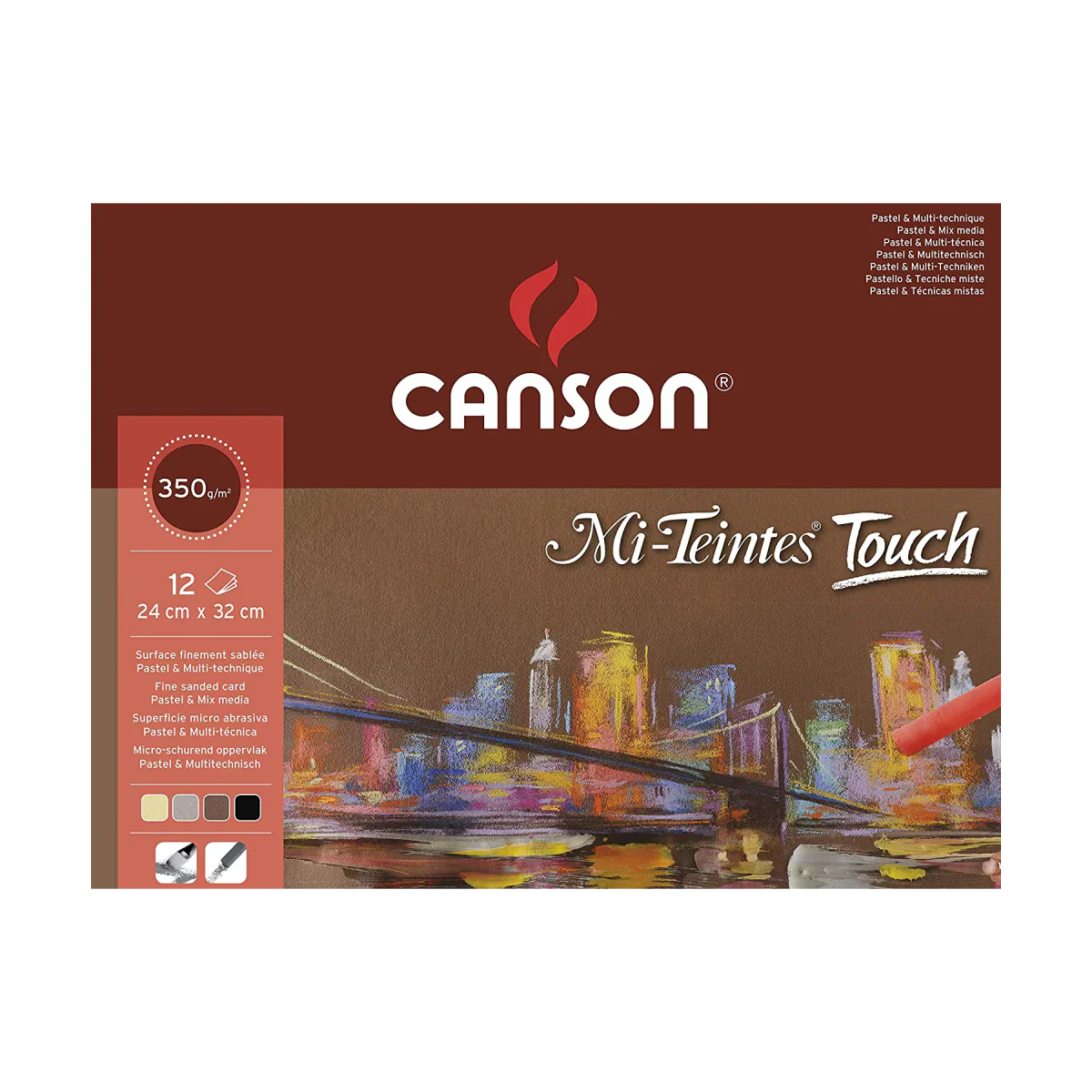 Canson Mi-Teintes Touch Assorted Pastel Paper Pads (29.7X42Cm) 12 Sheet