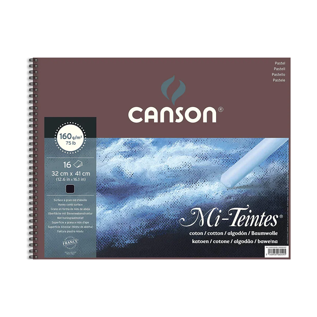 Canson Mi-Teintes Pad 16 Sheets Pastel Pad Spiral 32 X 41Cm Black