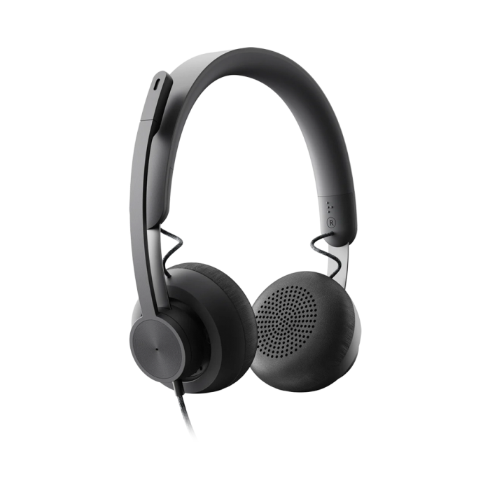 Logitech Zone Wired Teams USB Headset Features Premium Audio Drivers and Advanced Noise-Canceling Mic Technology - Grey