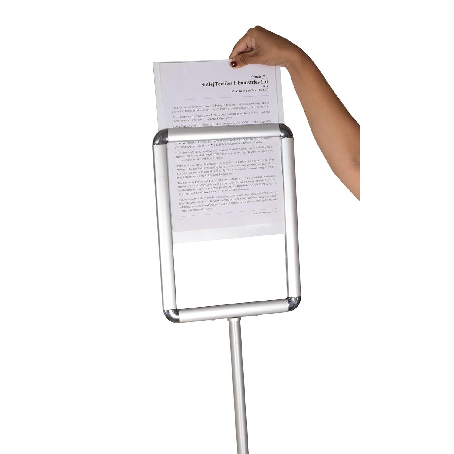 A4 Adjustable Steel Poster Stand - Silver