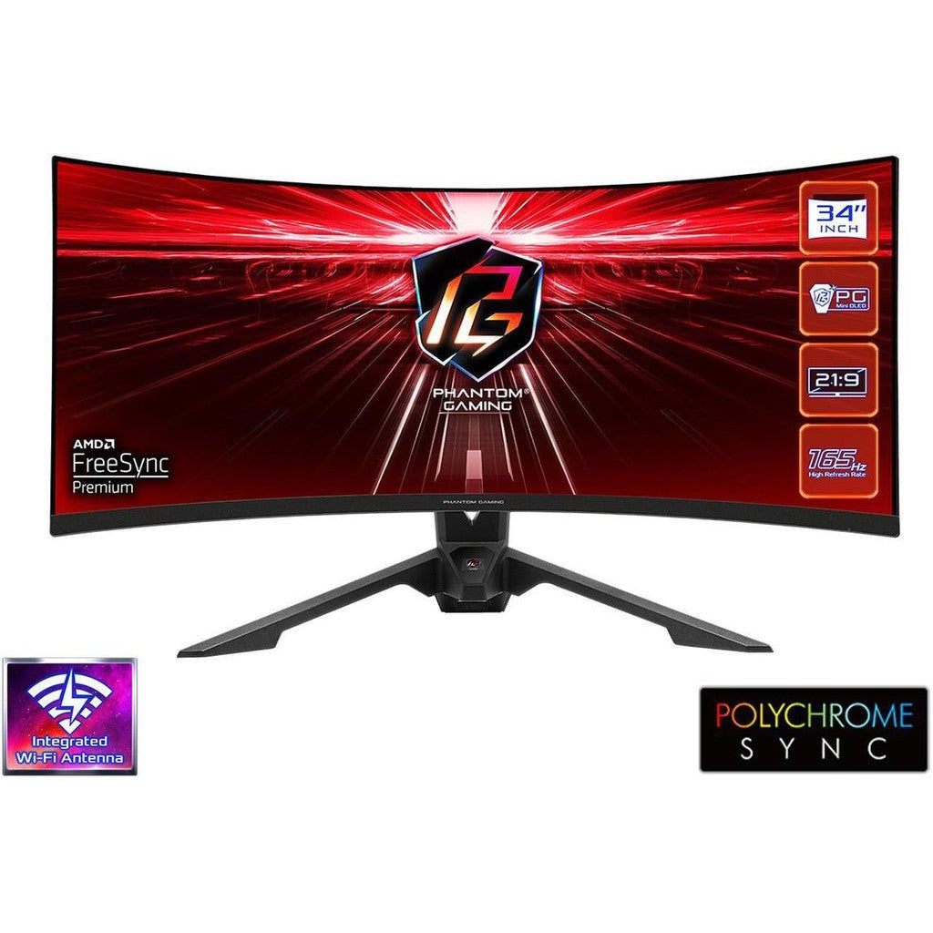 ASRock Phantom - PG34WQ15R3A - 34 Inch - WQHD - 165Hz - Curved Gaming Monitor