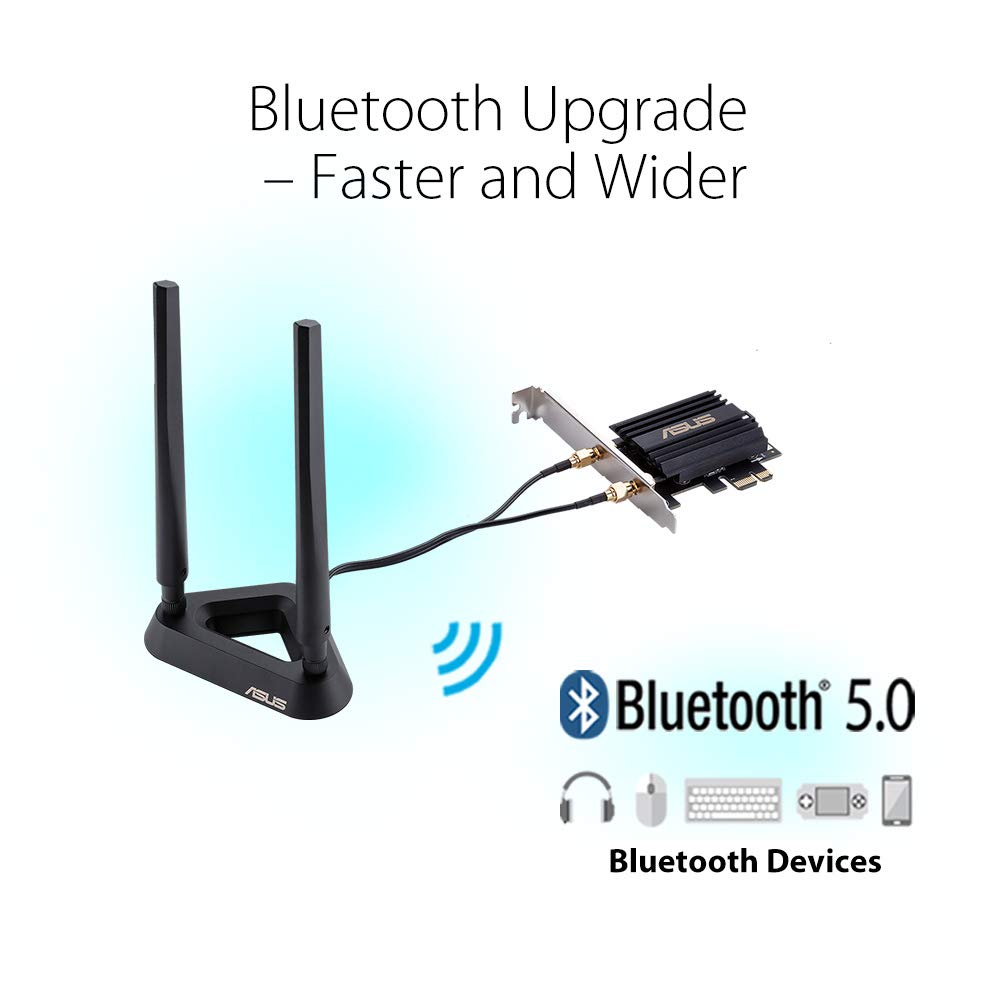 ASUS (PCE-AX58BT) AX3000 Dual Band PCI-E Wi-Fi 6 Adapter with 2 External Antennas - 5GHz (2402 Mbps) / PCI-E