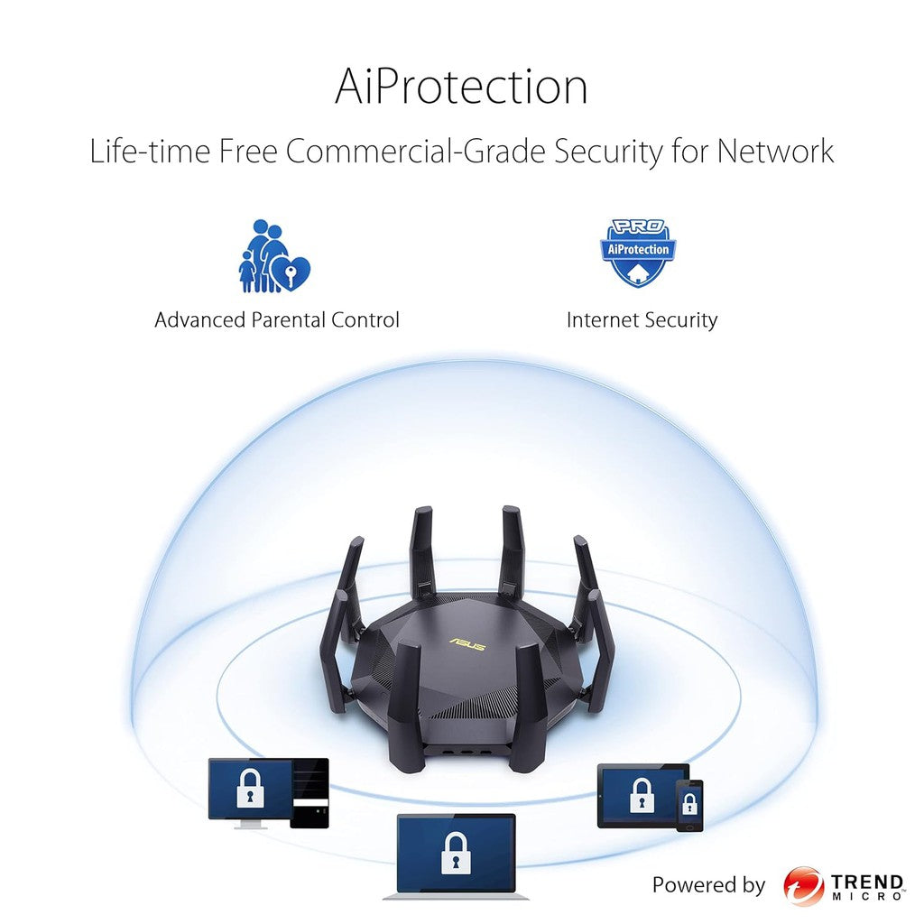 ASUS (RT-AX89X) 12-Stream AX6000 Dual Band WiFi 6 Router - 5GHz (4804Mbps) / USB 3.2 / Gigabit WAN / Gigabit LAN