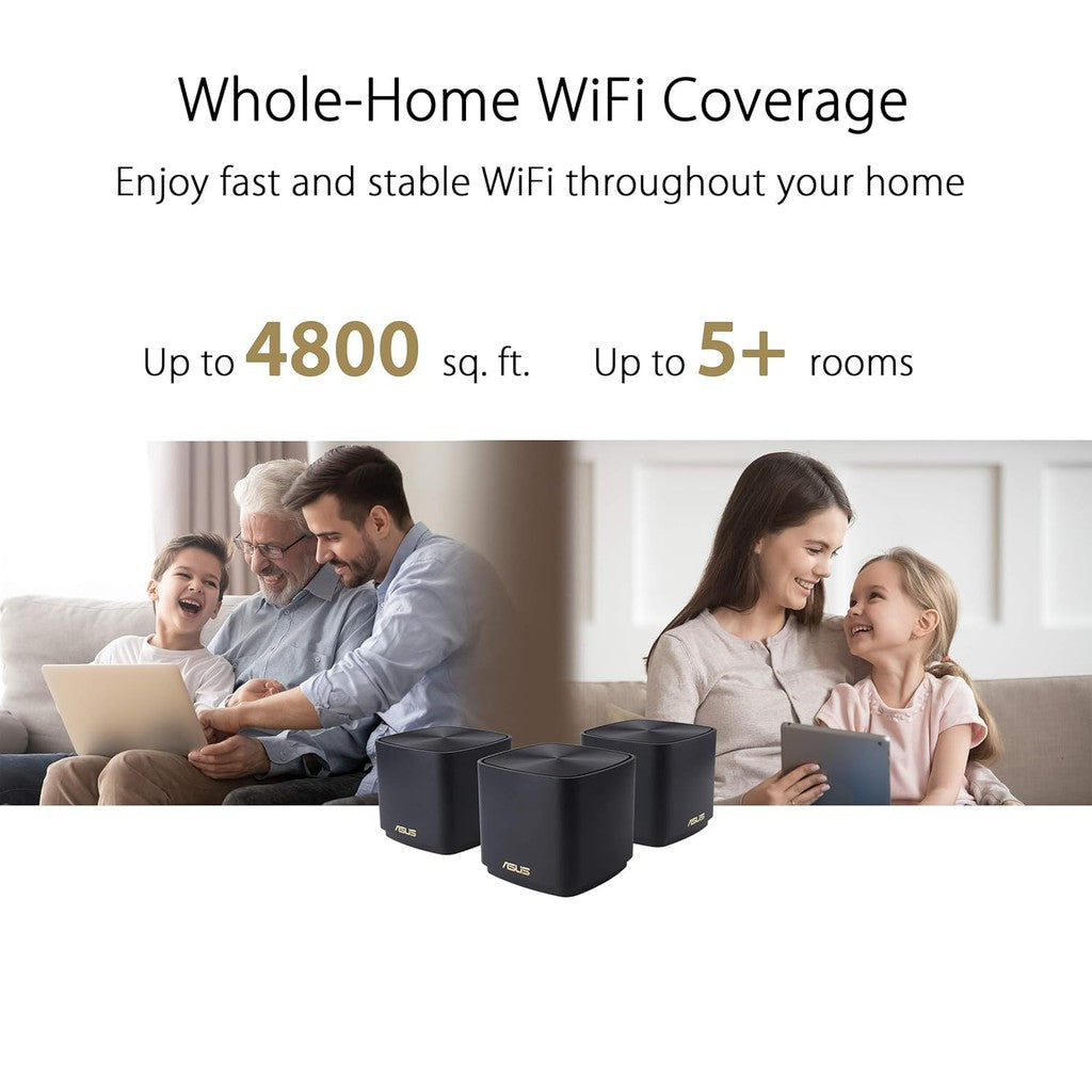 ASUS ZENWIFI XD4 PLUS - AX1800 Whole-Home Mesh WiFi 6 System 3 Pack - Black