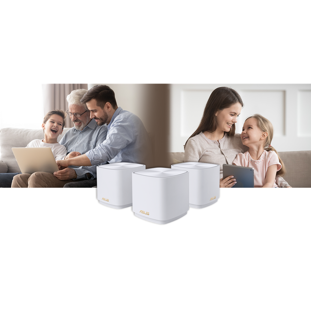 ASUS ZenWiFi XD4 Mini AX1800 WiFi 6 Dual Band Mesh System, White 3-Pack