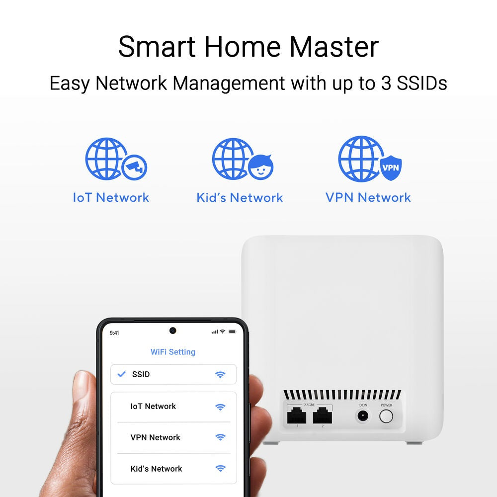 ASUS ZenWiFi BD4 BE3600 Dual-Band WiFi 7 2.5G Smart Home Mesh System, 3-Pack