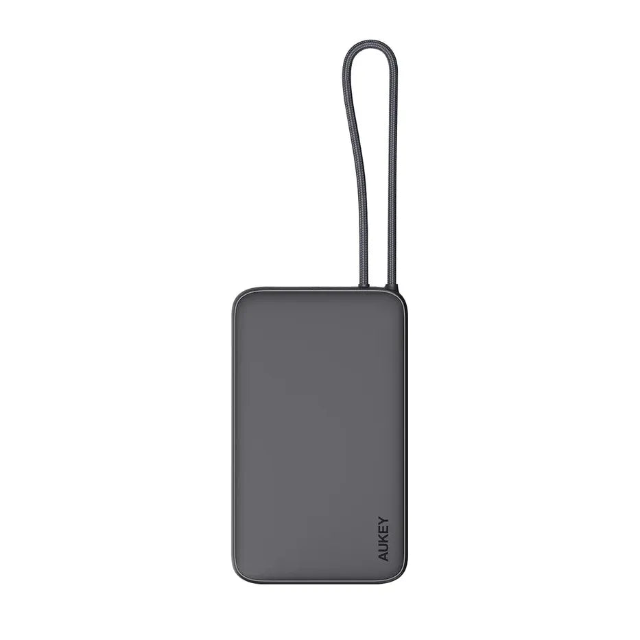 AUKEY PB-Y53 Spark Sling Lite Slim Power Bank with Built-in USB-C Cable - 15W / 10,000mAh / USB-C / Grey