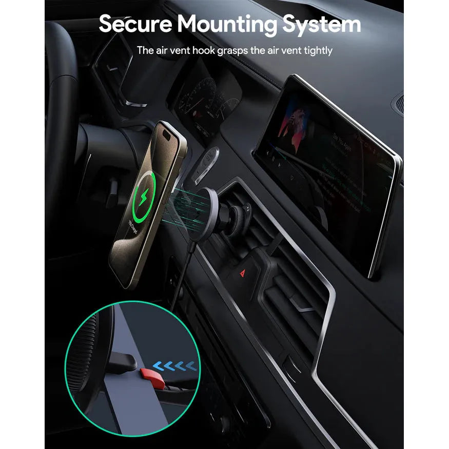 AUKEY Qi2 Wireless Car Vent Charging Mount Holder - 15W / Black