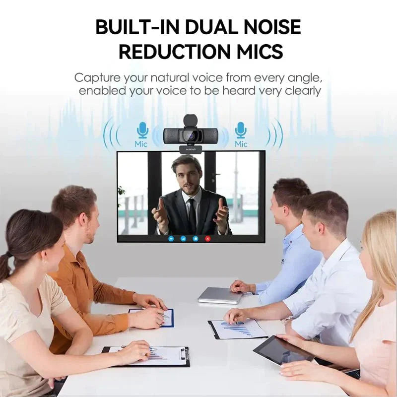 AUSDOM AF640 4K Webcam 8MP Autofocus Privacy Cover 30FPS USB Web Camera