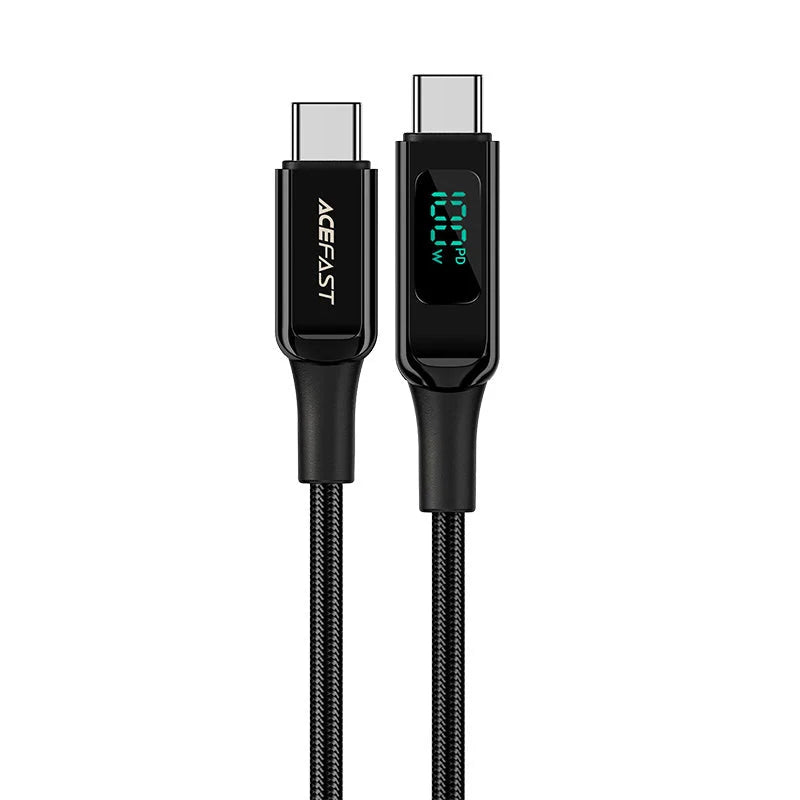 AceFast C6-03 USB-C to USB-C 100W zinc alloy digital display braided charging data cable
