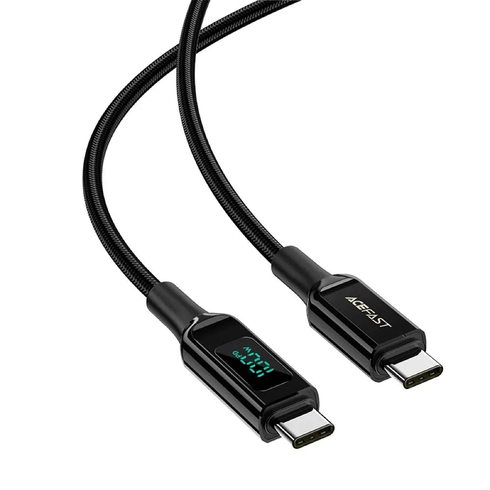 AceFast C6-03 USB-C to USB-C 100W zinc alloy digital display braided charging data cable