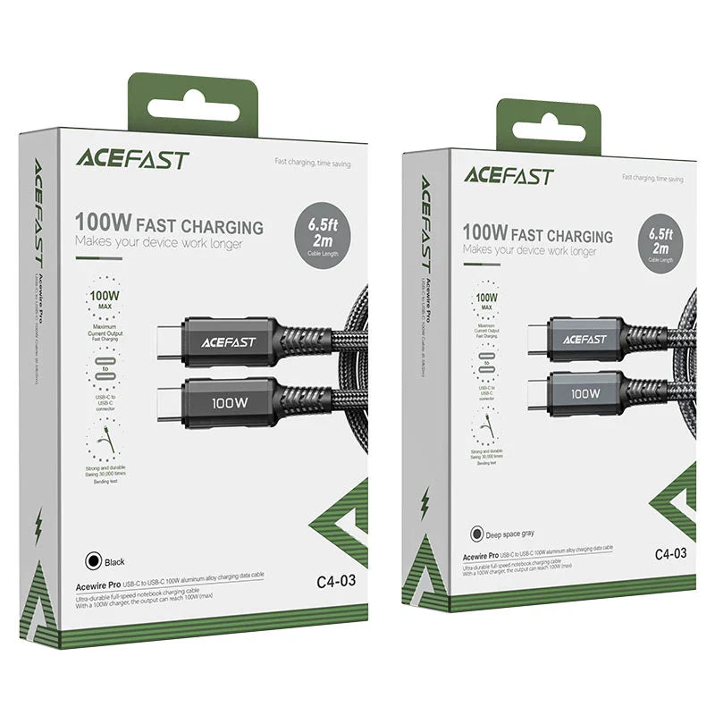 Acefast C4-03 USB-C to USB-C 100W Cable – 2m with E-Marker Chip