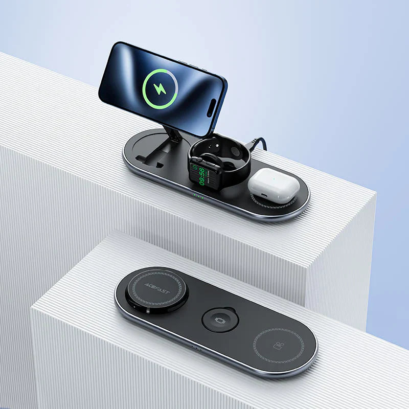 Acefast E19 Qi2 3-in-1 Wireless Charger Desktop Holder – MagSafe & Foldable