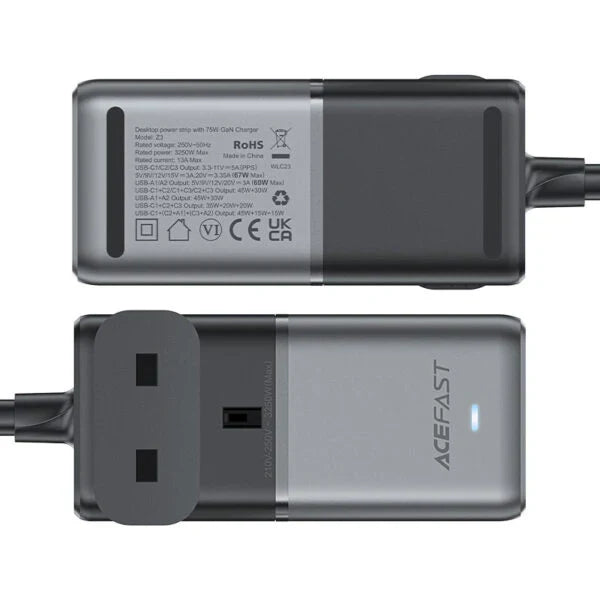 Acefast Fast Charge Power Strip Z3 PD75W GaN (3xUSB-C+2xUSB-A)