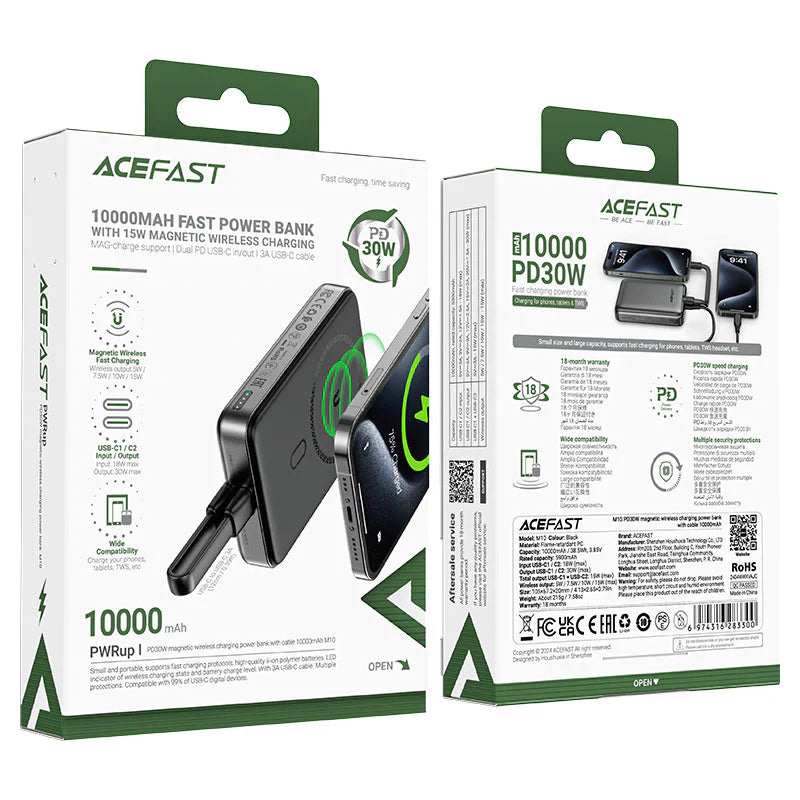 Acefast M10 Magnetic Wireless Power Bank – 10000mAh PD30W Fast Charge