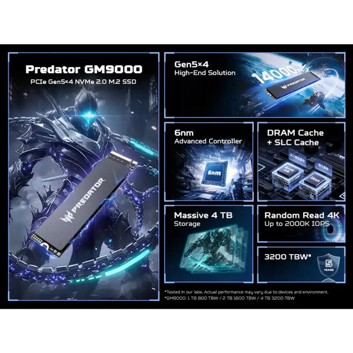Acer Predator GM9000 4TB NVMe Gen 5x4 M.2 SSD Read Speed Upto 14000, Write Upto 13000