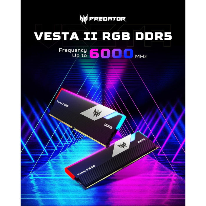 Acer Predator Vesta II RGB 32GB (2x16GB) DDR5 6000MHz CL34 Desktop Memory Kit - Black