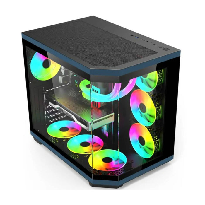 Acer V950 Mid Tower Two Panel Front & Left Side Tempered Glass Case with 7 RGB Fans - Black
