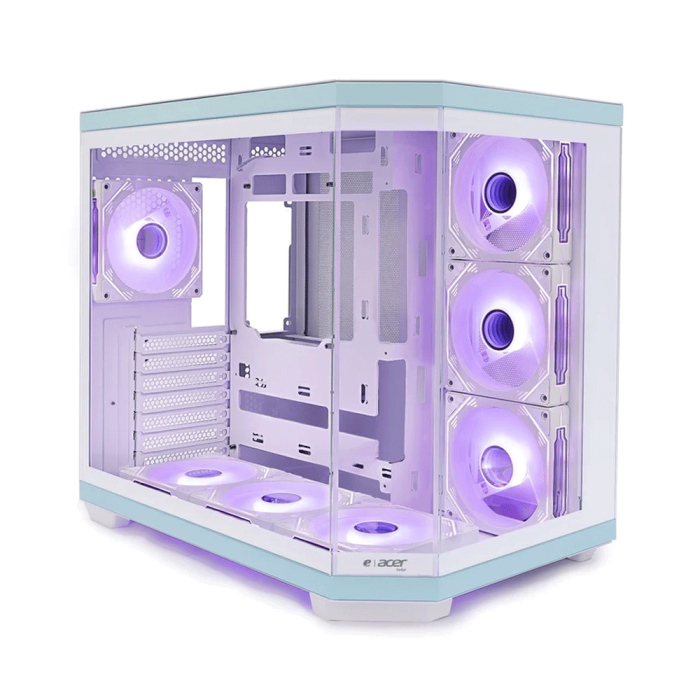 Acer V950W Mid Tower Gaming PC Case – White (7-Fans)