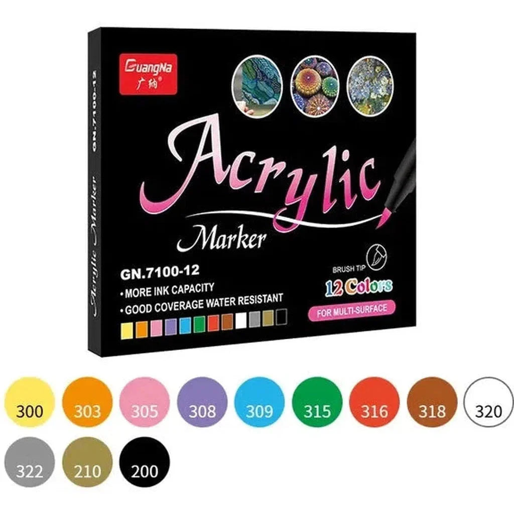 Acrylic Marker Pens Set Brush Tips Set Of 12