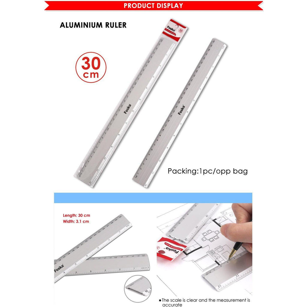 Aluminium Ruler 30Cm Foska Rf1603-30