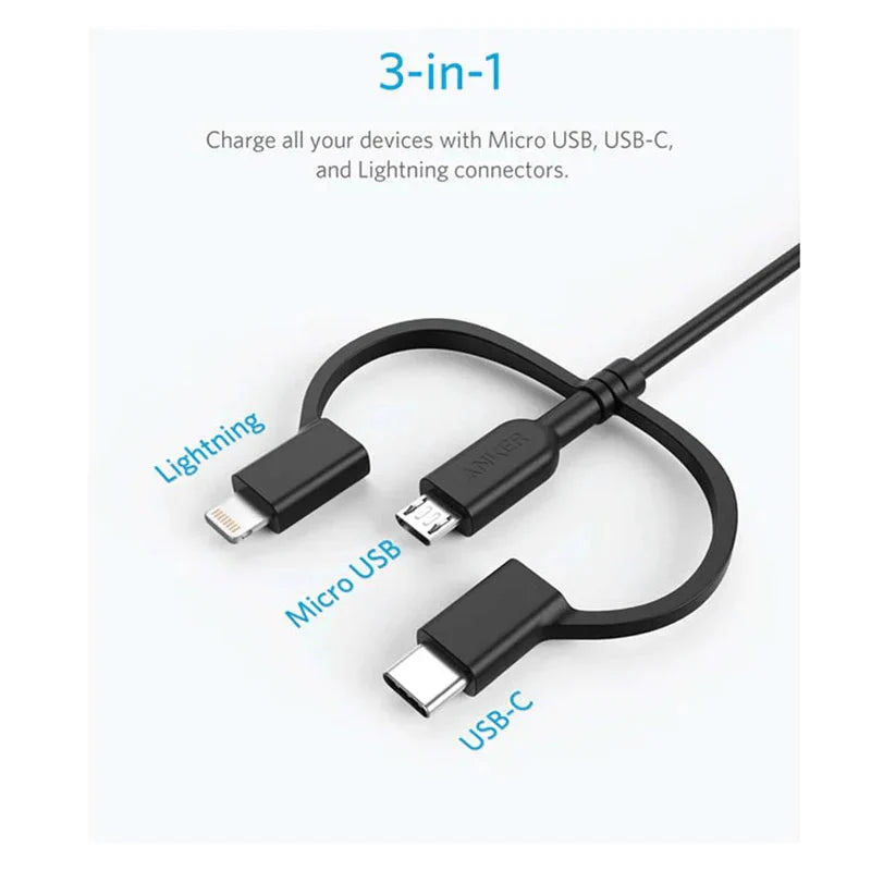 Anker 3 in 1 PowerLine II (0.9m) C89 - Black