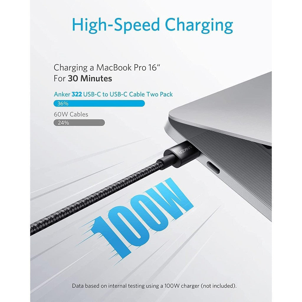 Anker 322 USB-C to USB-C Cable - 60W / 0.9 Meter / Black