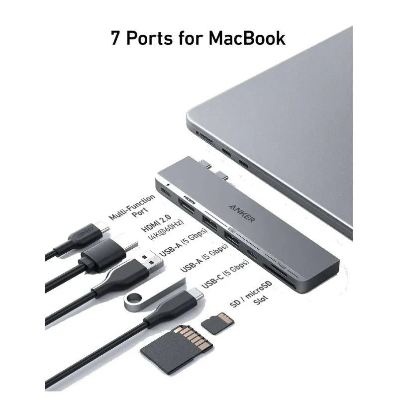Anker 547 USB-C Hub 7-in-2, for MacBook Silver