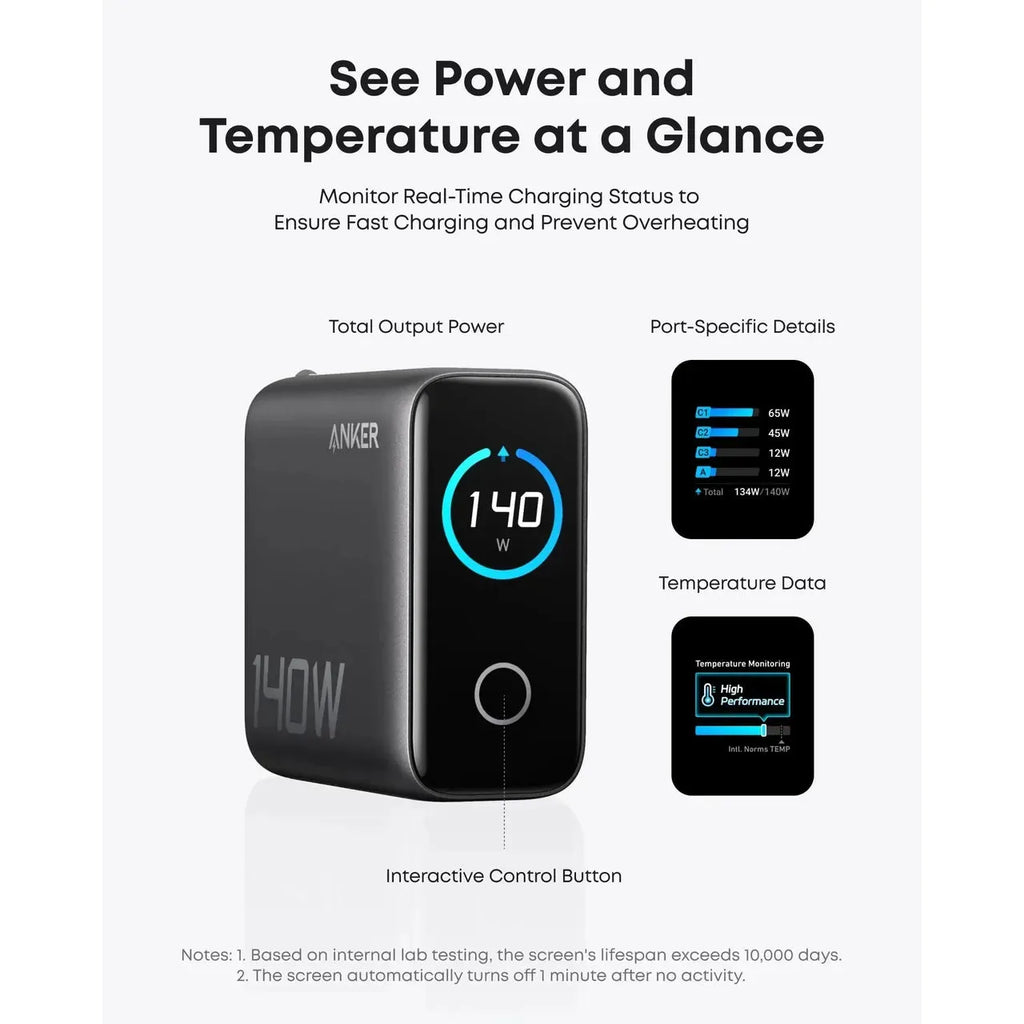 Anker PD Fast Charger 140W, 4-Port, PD 3.1 with USB-C Cable Dark Grey