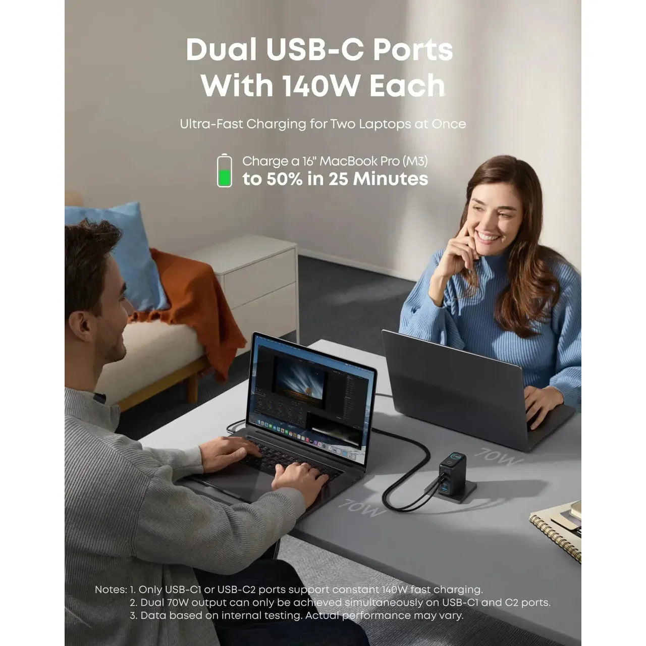 Anker PD Fast Charger 140W, 4-Port, PD 3.1 with USB-C Cable Dark Grey