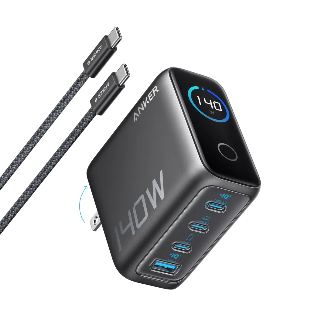 Anker PD Fast Charger 140W, 4-Port, PD 3.1 with USB-C Cable Dark Grey