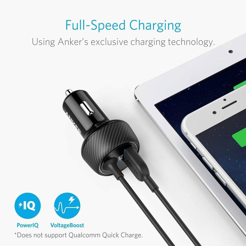 Anker PowerDrive 2 Elite Car Charger - 24W / Black